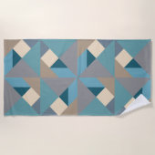 Blauw tangram patroon strandlaken (Voorkant)