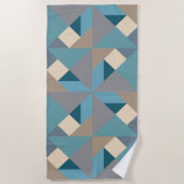 Blauw tangram patroon strandlaken (Voorkant)