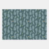 Blauw tapijtschelp Papierblad, set van 3 Inpakpapier Vel (Voorkant)