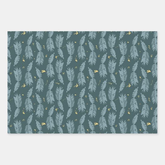 Blauw tapijtschelp Papierblad, set van 3 Inpakpapier Vel (Voorkant)