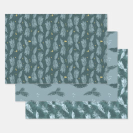 Blauw tapijtschelp Papierblad, set van 3 Inpakpapier Vel