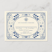 Blauw Tarot Kaart Gotische bruiloft RSVP (Voorkant)