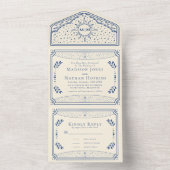 Blauw  Tarot Kaart Gotische bruiloft Uitnodigen (Binnen)