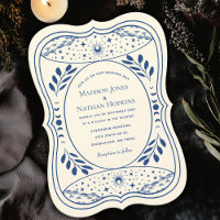 Blauw Tarot Kaart Gotische bruiloft uitnodiging