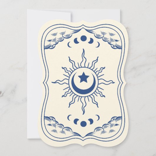 Blauw  Tarot Kaart Gotische bruiloft uitnodiging (Achterkant)
