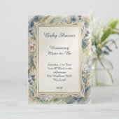Blauw tartan babyshower uitnodiging (Staand voorkant)
