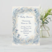 Blauw tartan distel babyshower uitnodiging (Staand voorkant)