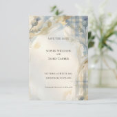 Blauw Tartan Distel Save the Date Kaart (Staand voorkant)