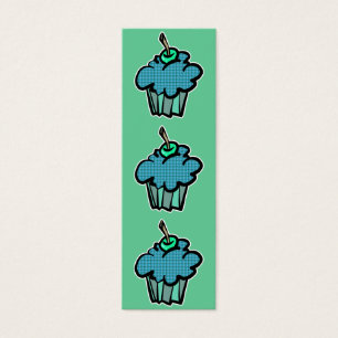 blauw tartan geruit cupcake bladwijzer mini visitekaartjes