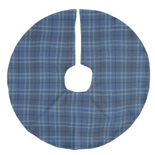 Blauw tartan geruit traditioneel kerstfeest imitatie linnen kerstboom kleed