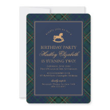 Blauw tartan geruite klassieke schommelpaard verja