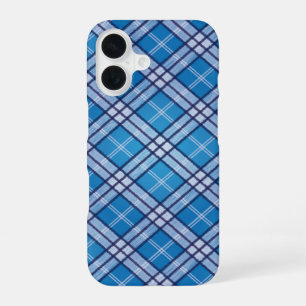 Blauw Tartan iPhone 16 Hoesje