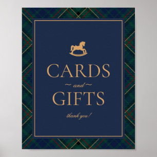 Blauw Tartan Schommelend Paard Kaarten & Cadeaus Poster