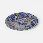 blauw  tattoo Embroidery dragon Papieren Bordje (Gekanteld)