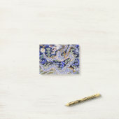 blauw  tattoo Embroidery dragon Post-it® Notes (Op bureau)