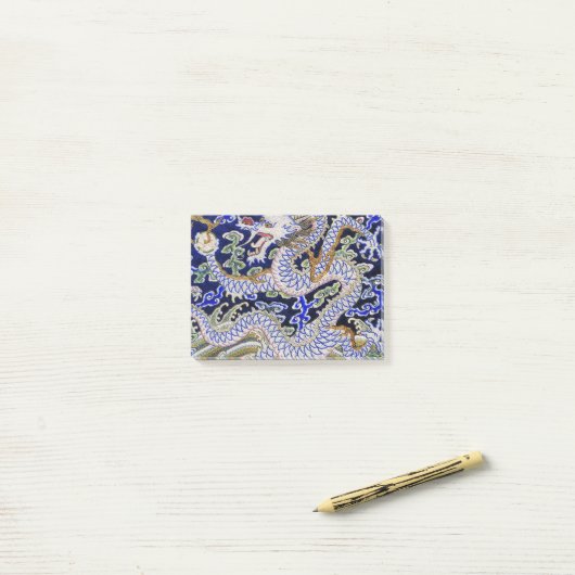 blauw  tattoo Embroidery dragon Post-it® Notes (Op bureau)