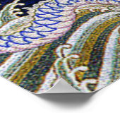 blauw  tattoo Embroidery dragon Poster (Hoek)