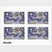 blauw  tattoo Embroidery dragon Rechthoekige Sticker (Vel)