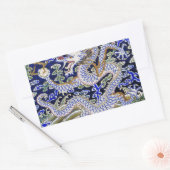 blauw  tattoo Embroidery dragon Rechthoekige Sticker (Envelop)