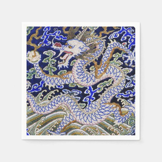 blauw tattoo Embroidery dragon Servet (Voorkant)