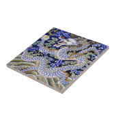 blauw  tattoo Embroidery dragon Tegeltje (Zijkant)