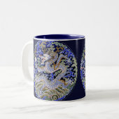 blauw  tattoo Embroidery dragon Tweekleurige Koffiemok (Voorkant links)