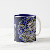 blauw  tattoo Embroidery dragon Tweekleurige Koffiemok (Voorkant rechts)