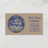 blauw  tattoo Embroidery dragon Visitekaartje (Voorkant)