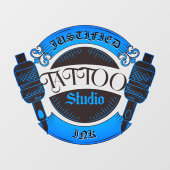 Blauw Tattoo winkelen aan voorzijde Raamsticker (Vel)