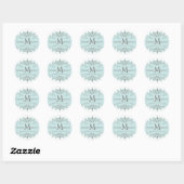 Blauw Taupe Swirl Monogram Bruiloft Datum Stickers (Vel)