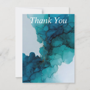 Blauw & Teal Alcohol Inkt Bedankkaart Briefkaart