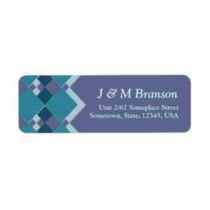 Blauw Teal Aqua Diamant Tegel Adreslabel Etiket