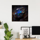 Blauw Teal Boulder Opal Geïnspireerde Rots Poster (Thuiskantoor)