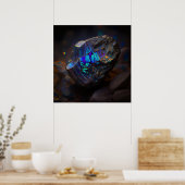 Blauw Teal Boulder Opal Geïnspireerde Rots Poster (Keuken)