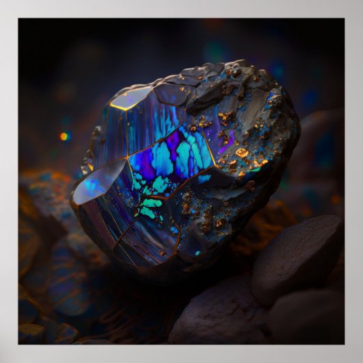Blauw Teal Boulder Opal Geïnspireerde Rots Poster (Voorkant)