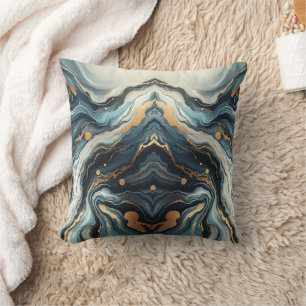 Blauw Teal Goud Agaat Moderne Glam Elegante Strand Kussen