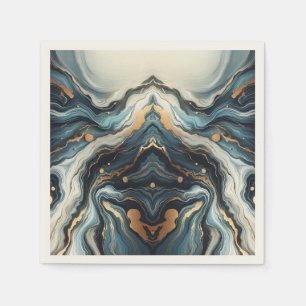 Blauw Teal Goud Agaat Moderne Glam Elegante Trouwr Servet