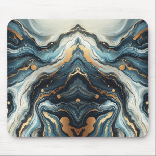Blauw Teal Goud Agat Moderne Glam Elegante Strands Muismat