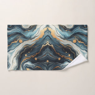 Blauw Teal Goud Agat Moderne Glam Elegante Trouwri Bad Handdoek