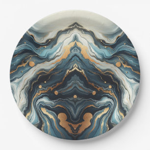 Blauw Teal Goud Agat Moderne Glam Elegante Trouwri Papieren Bordje