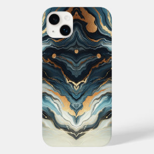 Blauw Teal Goud Agate Modern Glam Elegant Strandst Case-Mate iPhone 14 Plus Hoesje