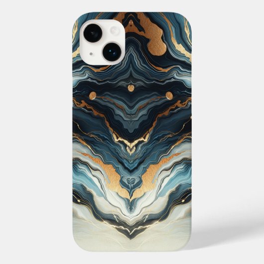 Blauw Teal Goud Agate Modern Glam Elegant Strandst Case-Mate iPhone Case (Achterkant)