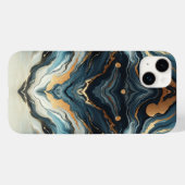 Blauw Teal Goud Agate Modern Glam Elegant Strandst Case-Mate iPhone Case (Achterkant (horizontaal))