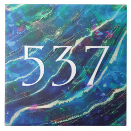 Blauw Teal Groen Elegant Marmeren Huisnummer Plaqu Tegeltje