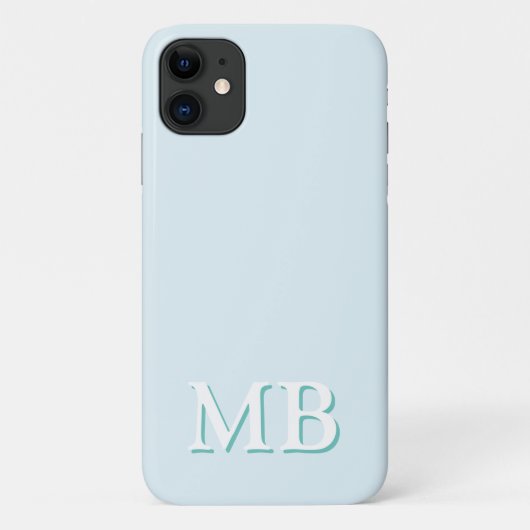 Blauw & Teal | Minimaal Modern Initiaal Monogram Case-Mate iPhone Case (Achterkant)