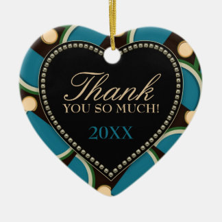 Blauw Teal Monogram Dank Je Hart Ornament