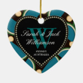 Blauw Teal Monogram Dank Je Hart Ornament (Achterkant)