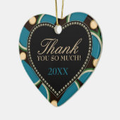 Blauw Teal Monogram Dank Je Hart Ornament (Links)