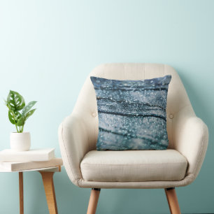 Blauw Teal Oceanische Glitter Glam 1 Kussen