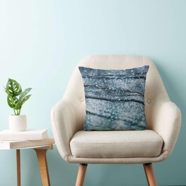 Blauw Teal Oceanische Glitter Glam 1 Kussen (Stoel)
